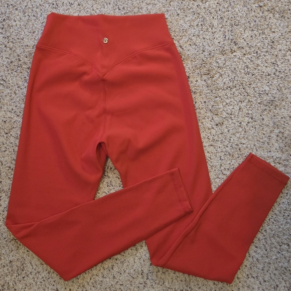 BuffBunny Material Girl Vibrant Red Ribbed Leggings - Picture 3 of 8